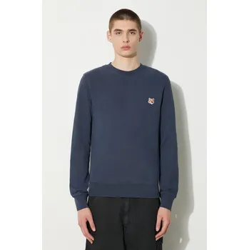 Pánská mikina Bavlněná mikina Maison Kitsuné Fox Head Patch Regular Sweatshirt, XL, námořnická modř, 59X