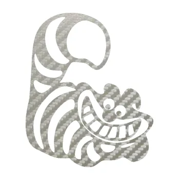 Samolepící dekorace Kočka 043 pravá s úsměvem (52 - 3D karbon stříbrný) SAMOLEPKA NA AUTO, NÁLEPKA, FÓLIE, POLEP, TUNING, VLASTNÍ TEXT, TISK, AUTOSAMOLEPKY.cz, POLEPY, OBRÁZEK, LOGO, 3D STICKERS