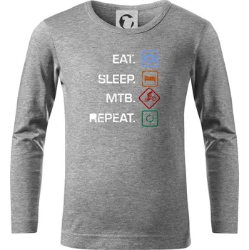 Chlapecké tričko Eat sleep MTB repeat - Triko dětské Long Sleeve - 122 cm/6 let ( Tmavě šedý melír )