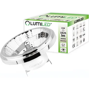Žárovka LED žárovka LED G53 AR111 15W = 100W 1521lm 4000K Neutrální 38° 12V DC Stříbrná LUMILED