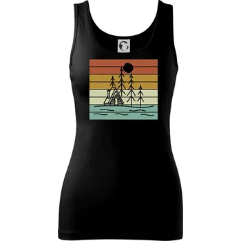 Dámské tričko Vintage chalupa - Dámské tílko - M ( Černá )