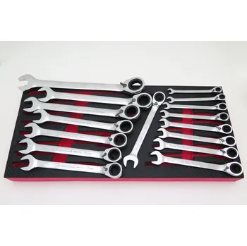 Autoklíč Klíče očkoploché ráčnové 8 - 24 mm, s přepínací páčkou, CrV, sada 16 dílů, Welzh (Welzh Werkzeug)