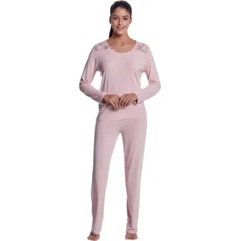 Dámské pyžamo Soft Cotton Luisa Moretti Dámské bambusové pyžamo PAOLA L Růžová - 8680404095059