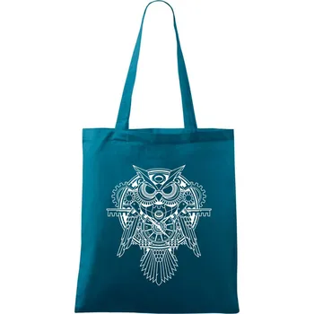 Steampunk sova černobílá - Taška bavlněná - 42 x 38 cm ( Petrolejová )