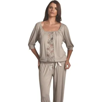 Dámské pyžamo Soft Cotton Luisa Moretti Dámské bambusové pyžamo SERENA S Béžová - 8680404089584