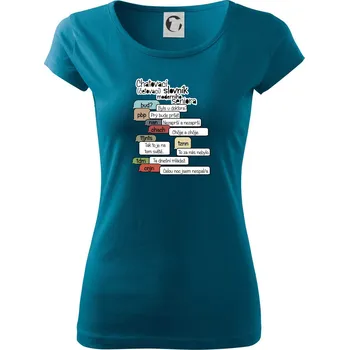 Dámské tričko Chatovací slovník moderního seniora (Běžící češtinář) - Dámské triko Pure - 3XL ( Petrolejová )