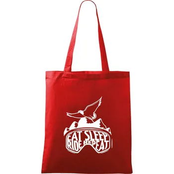 Nákupní taška Eat sleep ride repeat - hory - Taška bavlněná - 42 x 38 cm ( Červená )