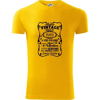 Pánská móda Vintage Etiketa - 1981 - Viper FIT - Pánské zůžené tričko - L ( Žlutá )