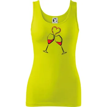 Dámské tričko Víno je láska jednoduchý nákres - Dámské tílko - XL ( Limetková )