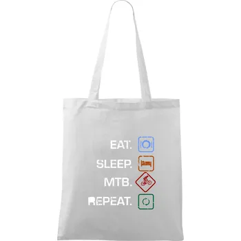 Nákupní taška Eat sleep MTB repeat - Taška bavlněná - 42 x 38 cm ( Bílá )
