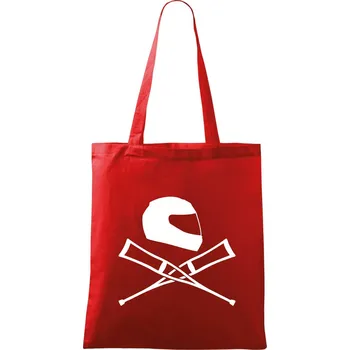 Nákupní taška Silniční helma / berle - Taška bavlněná - 42 x 38 cm ( Červená )