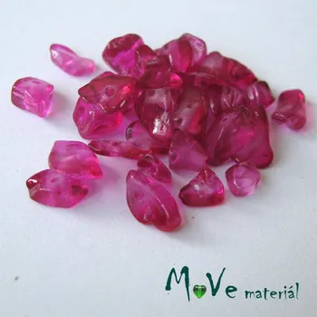 Dětské navlékací korálky Skleněné zlomky vrtané tm. růžové, 7g