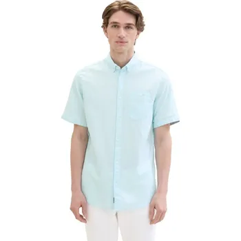 Pánská košile TOM TAILOR PÁNSKÁ KOŠILE S KR.RUKÁVEM -TYRKYS L