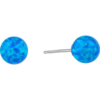 Náušnice Bealio BEALIO Stříbrné náušnice KULIČKY 8 mm modrý OPÁL 03-07179-0572