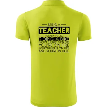 Pánská košile Being a teacher - bike - Polokošile Victory sportovní (dresovina) - L ( Limetková )
