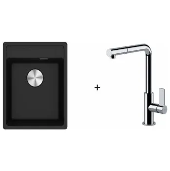 Franke SET G243 - MRG 610-37 RTL Fragranit Onyx + FN 7394 NEPTUN EVO S vytahovací koncovkou Chrom