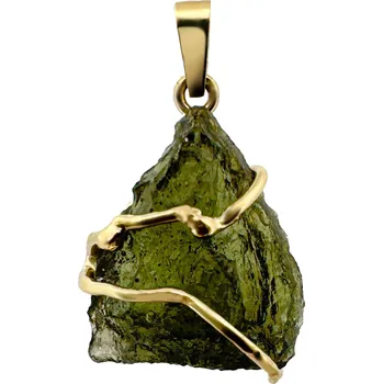 Přívěsek Vltavín Moldavite Zlatý přívěsek s vltavínem 2,410 g