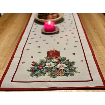 Stolování BYTEMA Gobelínový ubrus a šál VÁNOČNÍ SVÍČKA 45 x 140 cm