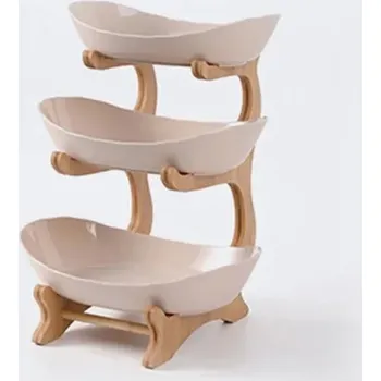 Vícepodlažní mísa na ovoce s dělenými přihrádkami | etažér - Béžová 3 vrstvy