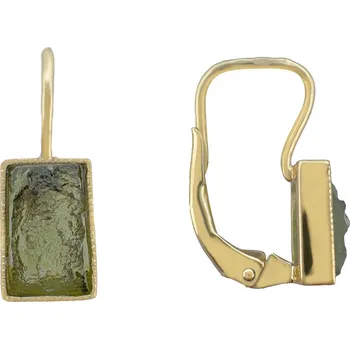 Náušnice Zlaté náušnice s vltavíny 1 cm x 0,8 cm