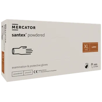 Vyšetřovací rukavice Latexové rukavice, Santex, pudrované, bílé, 100 ks - Mercator XL