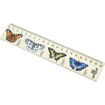 Dřevěná hračka Lesní svět Dřevěné pravítko s motivem motýlů, 20 cm