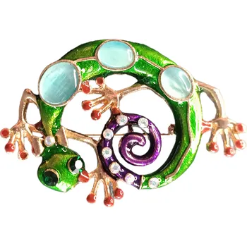 Souprava šperků B-TOP Luxusní brož GEKON Druh barvy: Zelená