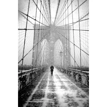 Plakát Plakát, Obraz - New York Walker in Blizzard - Brooklyn Bridge, Martin Froyda