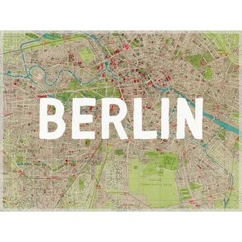 Plakát, Obraz - Berlin Map - Historical & Vintage Maps