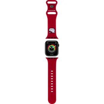 Příslušenství k chytrým hodinkám Hello Kitty Liquid Silicone Kitty Head Logo Řemínek pro Apple Watch 38/40/41/42mm Barva: Červená