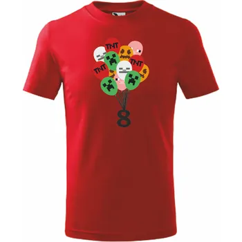 ON-DESIGN Narozeninové tričko MINECRAFT BALÓNKY Velikost: XL, Barva: červená