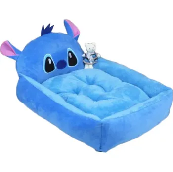 Pelíšek pro psa Pohodlný pelíšek pro psy i kočičky s vyvýšeným okrajem a motivem zvířátek Barva: Modrý Stitch, Velikost: S- do 2,5 kg