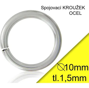 Materiál na výrobu šperku KROUŽEK spojovací-CHIRURGICKÁ OCEL 316L. Velikost venkovní pr.10,0mm tl.1,5mm.
