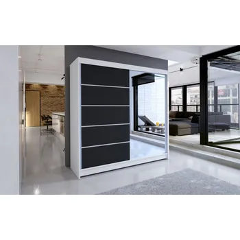 Šatní skříň Skříň Taisa III 180 bílá/černá