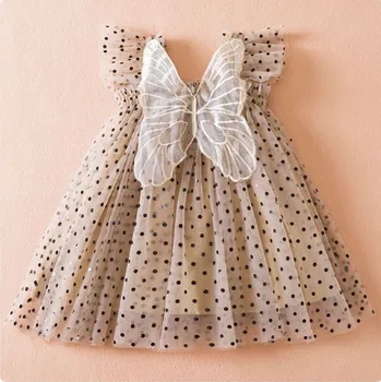 Dívčí šaty Dětské letní nadýchané šaty s motýlkem na zádech (vel. od 9 měs. do 5 let) Barva: 58 - HU puntík, Velikost: 80/9-12 měs.