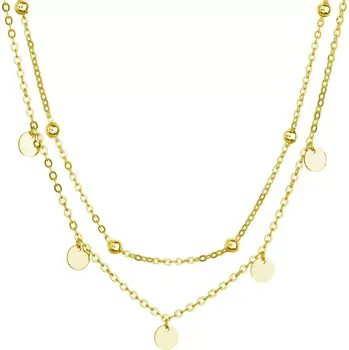 Náhrdelník Pozlacený náhrdelník dvouřadý malé placičky a kuličky 62007