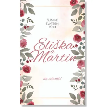 Party nádobí Personal Etiketa na láhev - Vintage Rose Zvolte množství: od 61 ks a víc