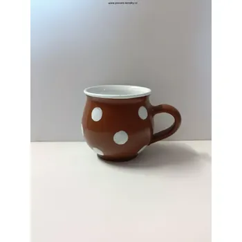 Hnědý puntíkatý Hrnek ČESKÁ keramika (Keramický hrníček s puntíky)