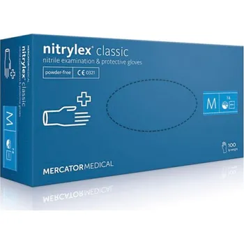 Vyšetřovací rukavice MERCATOR MEDICAL NITRYLEX CLASSIC - BÍLÉ Nitrilové rukavice (bez pudru), nesterilní - 100 ks Velikost: XL