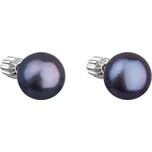 Stříbrné náušnice s modrou říční perlou,