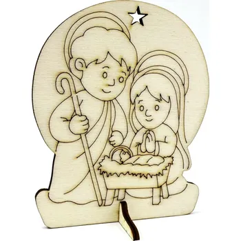Stavební deska Výřez z překližky, BETLÉM se stojánkem, 7,5x9,5 cm, 1 kus