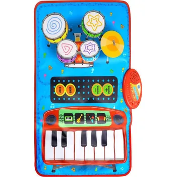 Hudební nástroj pro děti CAB Toys Hudební podložka 2v1 Klavír Klávesy Buben modrá