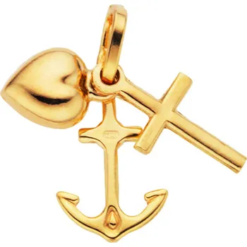 Přívěsek Bealio Zlatý přívěsek VÍRA, NADĚJE, LÁSKA 14 mm 04-00015-0011