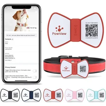 Obojek pro psa PawView chytrá známka pro psy pánský motýlek - červená