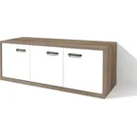 Nabytekmorava Nízká policová skříň SD 120 ke sklápěcí posteli barva lamina: dub sonoma tmavý / bílé dveře lesk