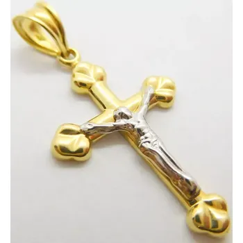 Přívěsek Klenoty Budín Zlatý gravírovaný přívěsek z bílého a žlutého zlata křížek 585/0,83gr 01658 (Klenoty Budín Zlatý gravírovaný přívěsek z bílého a žlutého zlata křížek 585/0,83gr 01658)