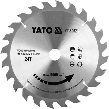 Pilový kotouč Yato Kotouč na dřevo TCT 185 x 20 mm 24z (pro YT-82150, YT-82151, YT-82152)