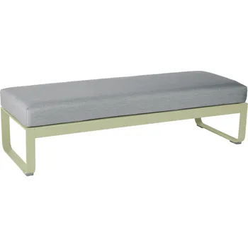 Zahradní lavice Šedá čalouněná lavice Fermob Bellevie 148 cm se světle zelenou podnoží