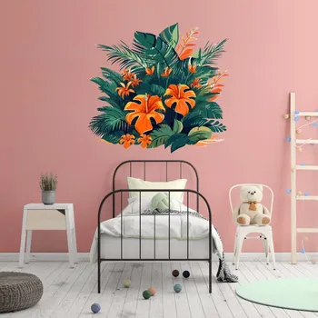 Samolepící dekorace Kruhová samolepka na zeď "Listy" 100cm