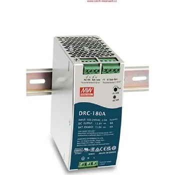 spínaný zdroj MEANWELL • DRC-180A • Průmyslový zdroj 12V 180W na DIN s funkcí nabíječky DRC-180A